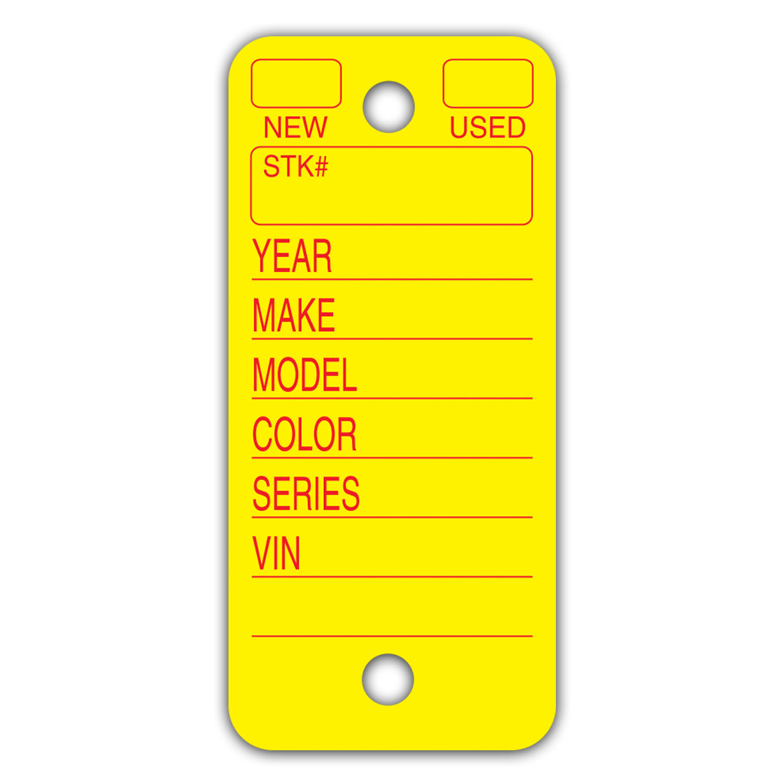 Yellow Round Cornered Poly Key Tags (Box of 250)