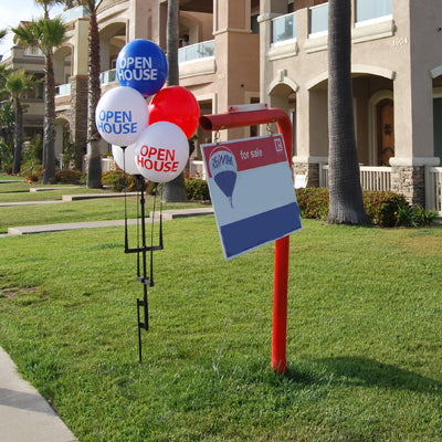 Custom Reusable Balloon Cluster Kit With Ground Spike
 One Color/One Panel-Single Sided Imprint
 *See EZ-524 Cust above for Additional Charges*